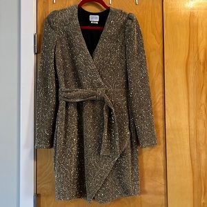 Saylor size large black gold long sleeve stretch sparkle dress